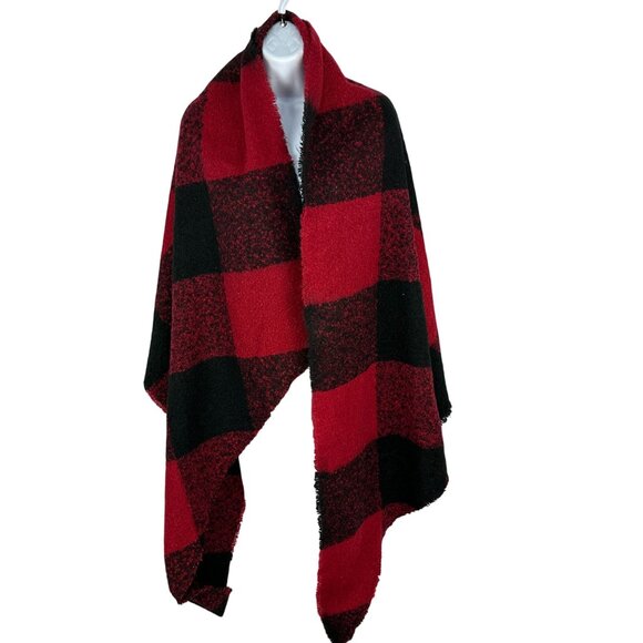 Charlie Paige Buffalo Plaid Red & Black Shawl Wrap - Picture 1 of 4
